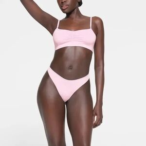 skims pointelle bralette baby pink
